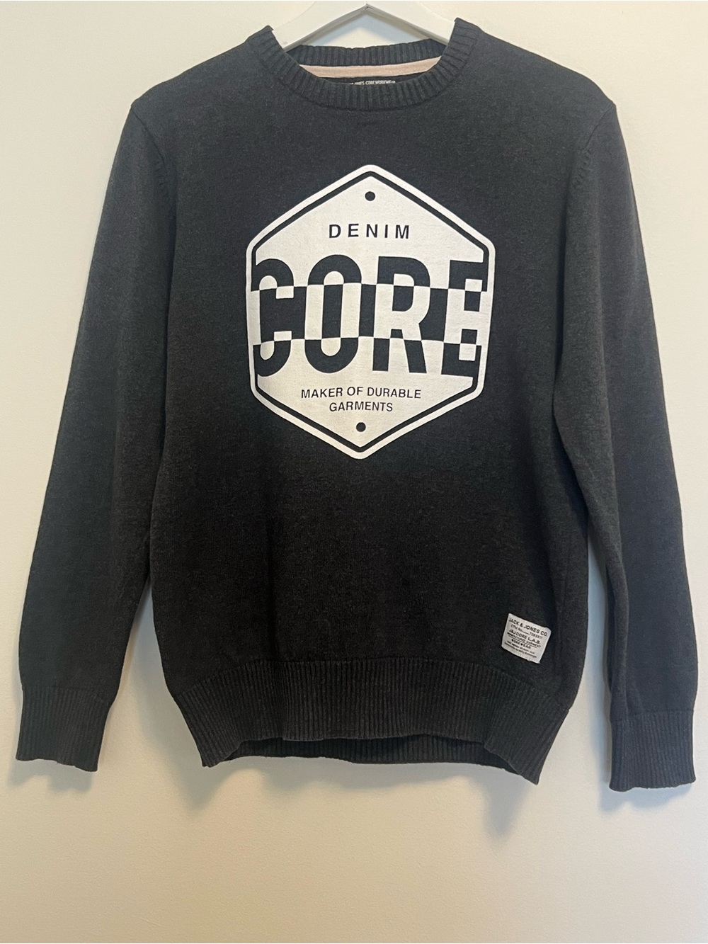 Jack & Jones Black Crewneck Sweater with White 'CORE' Logo